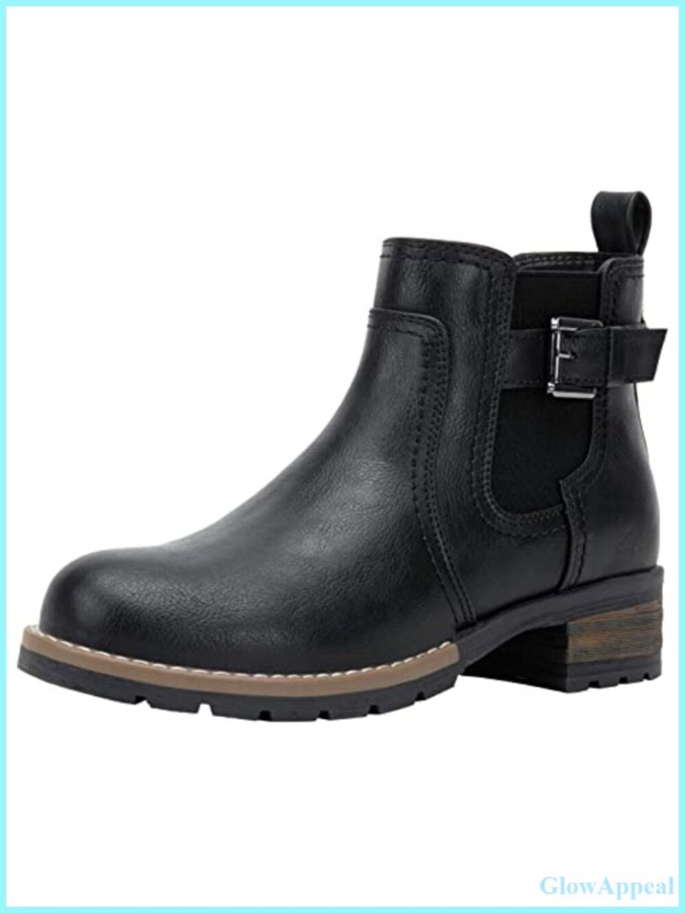 Women's Chelsea Ankle Boots Low Block Heel Side Zip Synthetic Leather